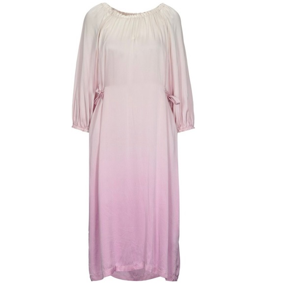 Raquel Allegra Ombré Tie-Waist Midi Dress Sz M/2 Silk Charmeuse Pink Med… - Picture 2 of 7
